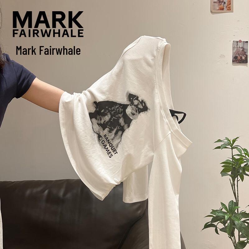 MARK FAIRWHALE Women's Asymmetric Off-Shoulder Long Sleeve T-Shirt