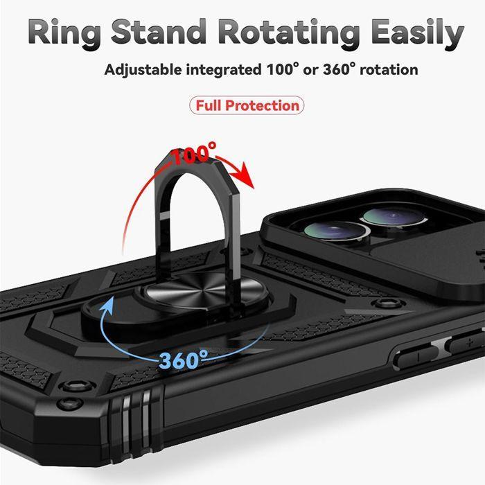 Coque de protection pour téléphone - Protection Ultra Résistante - iPhone 17 - Noir - Antichoc - Avec Anneau
