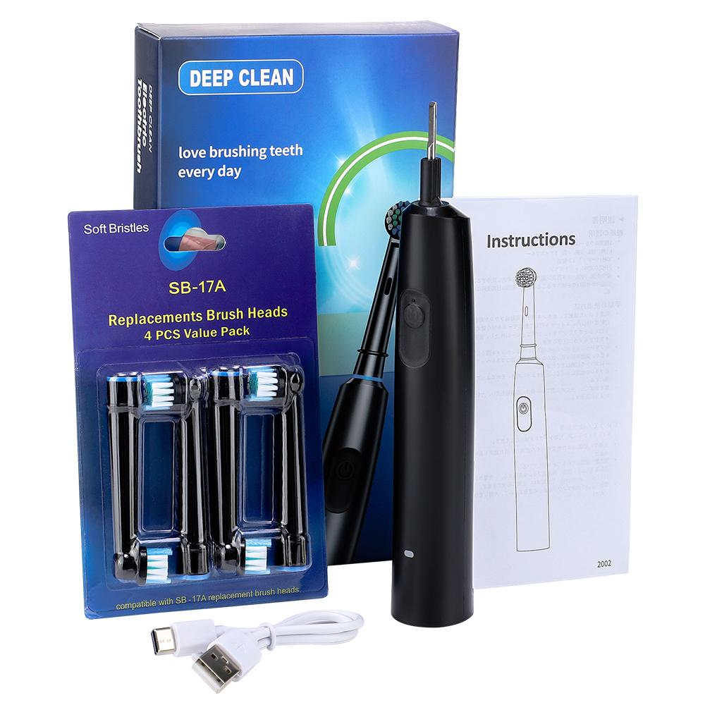 

Round Rotating Electric Toothbrush, 5 Cleaning Modes 2 Timer Setting Teeth Whitening, with 4 Replacement Heads,Best Gift