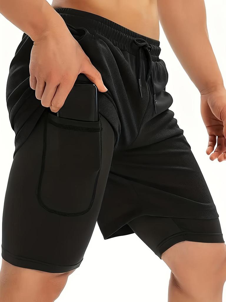Men's PRO Breathable Mesh Double Layer Quick-Dry Loose Fit Running Shorts