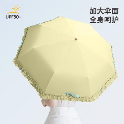 High Value Lace Small Curved Hook Umbrella Folding Curved Handle Weather and Rain Color Glue Sun Umbrella Sun Protection Umbrella Parasol Umbrella