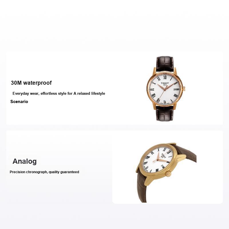 Tissot Men's White Carson Series Quartz Movet 30M Water Resistant Watch 40Mm Dial Stainless Steel Case Leather Strap Watches T085.410.36.013.00