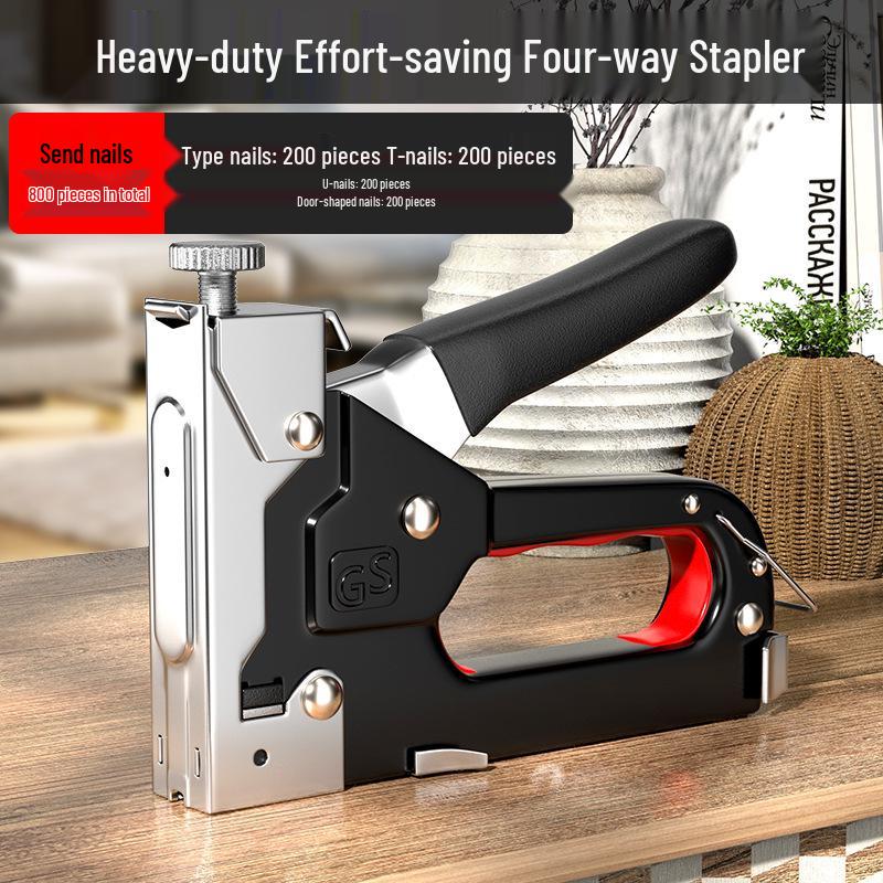 U-Shaped Manual Nail & Stapling Gun for Bookbinding and Woodworking