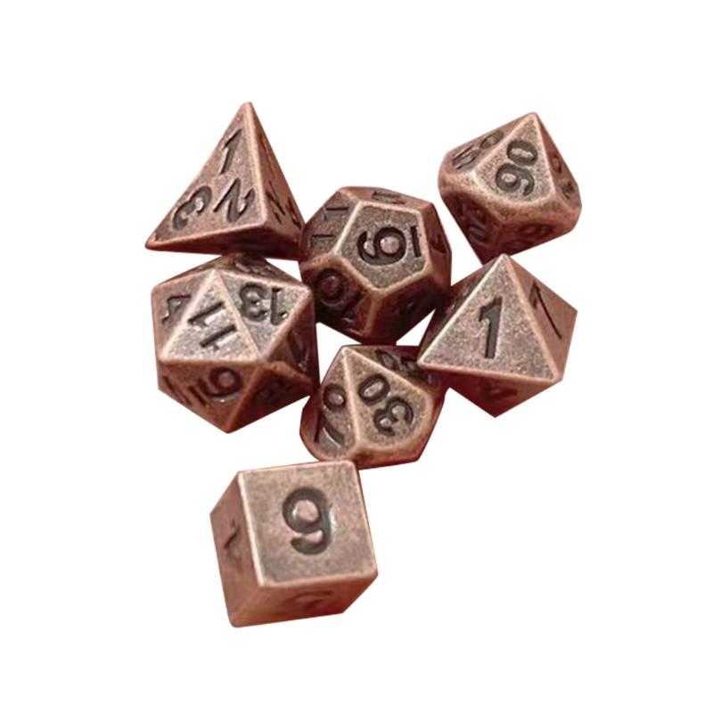 Mini kovové mnohostěnné kostky Vintage Malá velikost Vícestranné herní kostky Přenosné stolní kostky pro RPG