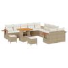 Ensemble de canapé de jardin 13 pièces avec coussins beige poly rattan acacia, Ensemble de salle à manger de jardin 3 pièces 3365181