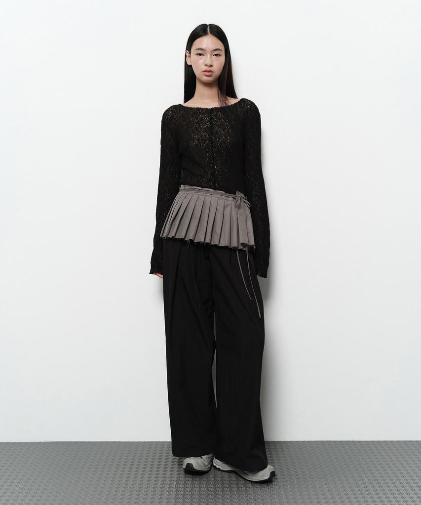 Daiaegeuneol Pleats Wrap Skirt (Grey)