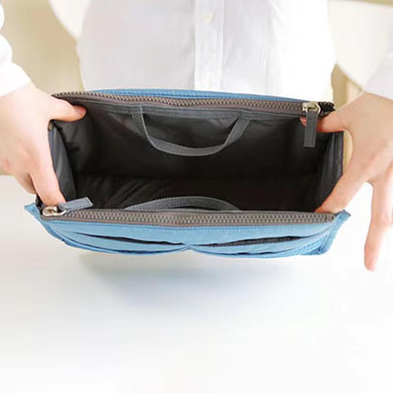 Multi Functional Storage with Thickened Double Zippers Hand-held for Toiletries Cosmetics Storage and Organizing Bag Middle Bag