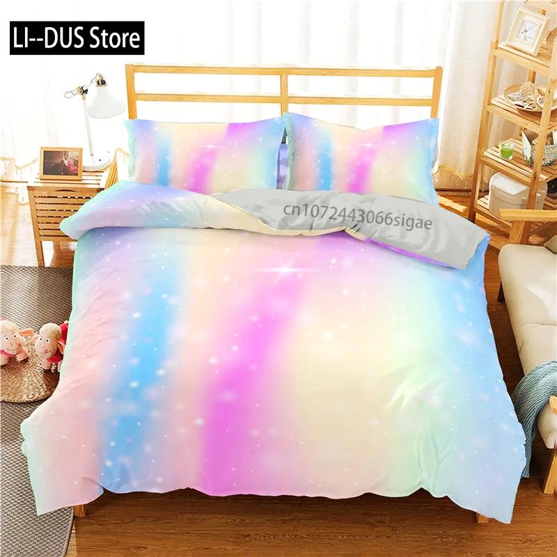 

Rainbow Gradient Bedding Set Gradient Colors Duvet Cover with Pillowcases Single Twin Full Queen King Girl Kids Quilt Cover AU Single(140*210cm)3pcs