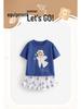 Malwee Girls' European & American Summer Two-Piece Set: Cute Round Neck Short Sleeve for Girls