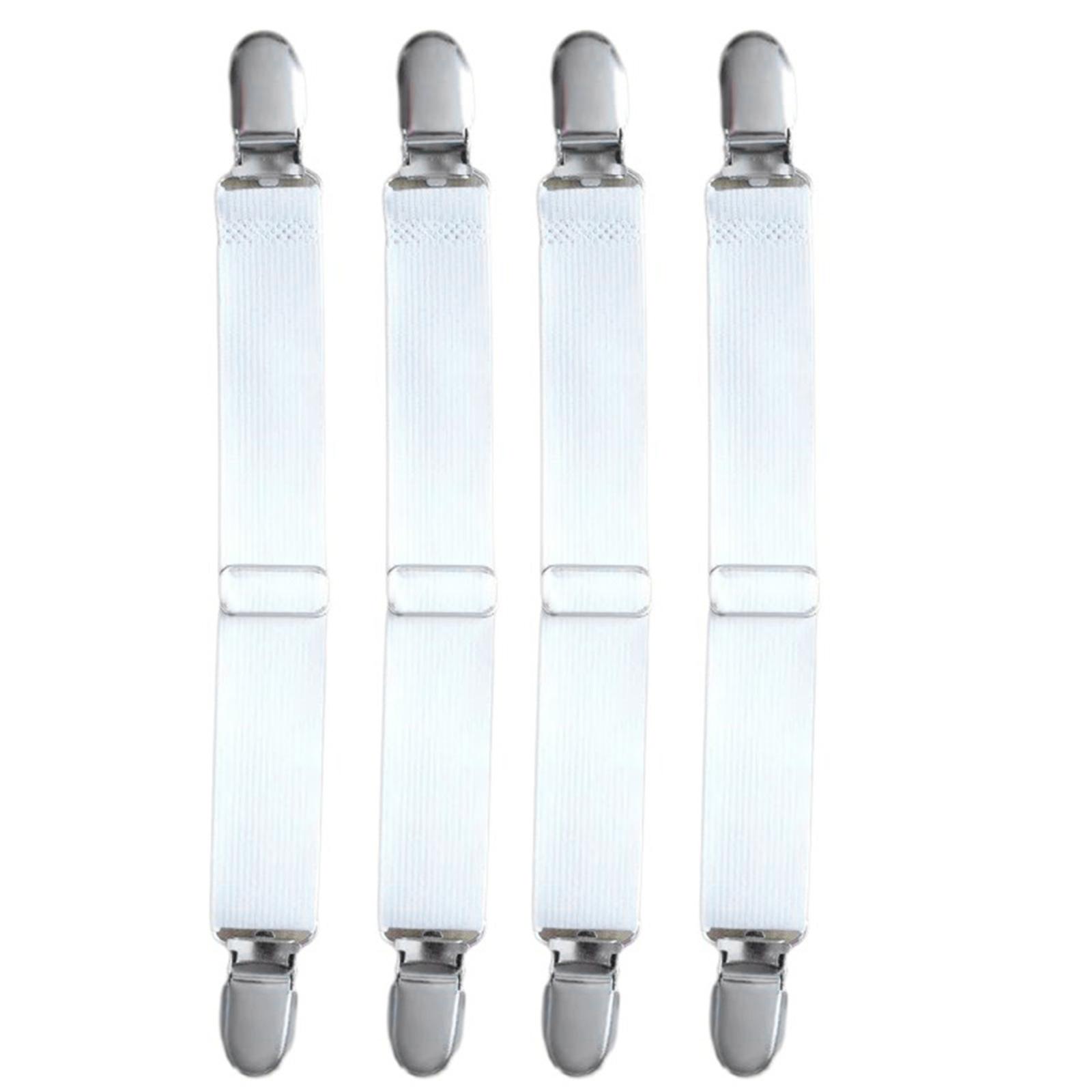 

4 шт. Эластичные полоски-застежки для простыней, регулируемые держатели одеял и покрывал для матраса, подтяжки, зажимы для простыней, ремень, постельные принадлежности белый