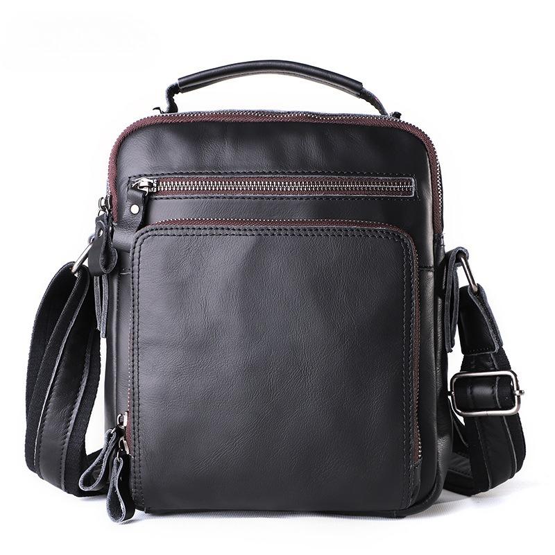 Men's Shoulder Leather Bag, Retro Crazy Horse Leather Messenger Bag, Casual Large-capacity Backpack, High-end Leather Men's Bag