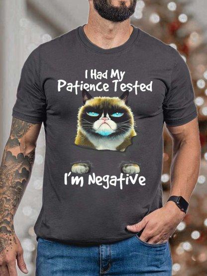 Unisex I Had My Patience Tested Im Negative Crew Neck Casual Fit TShirt