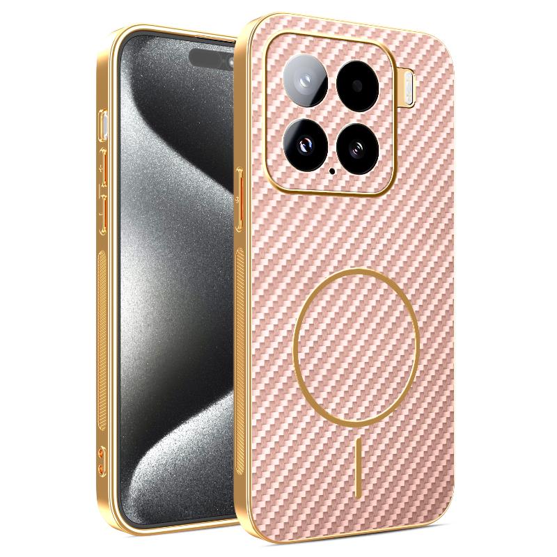 Plating Fiber Texture Magnetic Case for Xiaomi Mi 15 Ultra 14T Poco X7 M7 Pro F7 Lens Camera Protector for Magsafe Phone Cover
