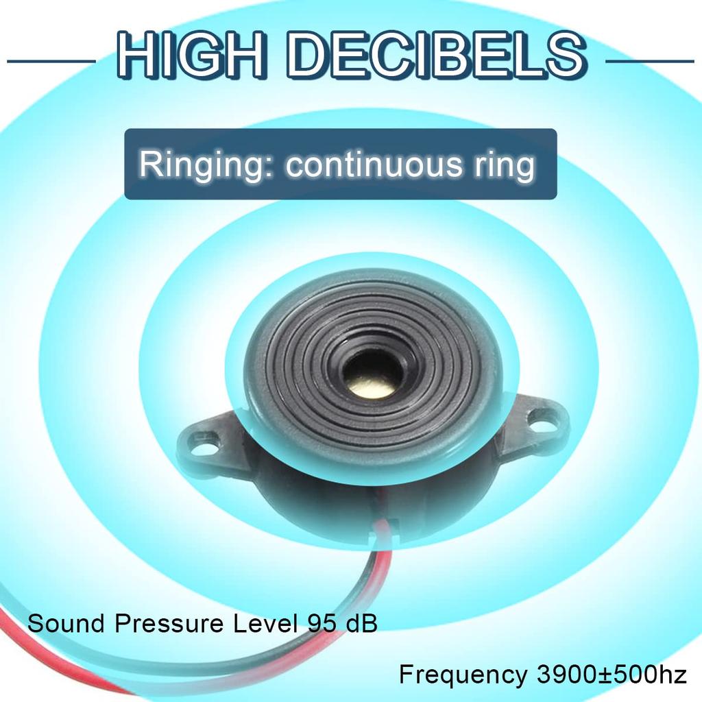 10-pack 3-24V DC Piezoelectric Active Buzzer Alarm with Wire and Spring Screw Connector High Decibel Continuous Sounding Buzzer