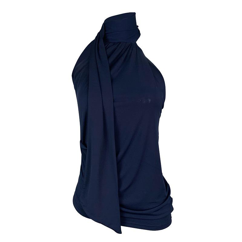 Dongdaemun Slim Fit Halter Top – Dámský univerzální top se stuhou zvýrazňující klíční kost a postavu