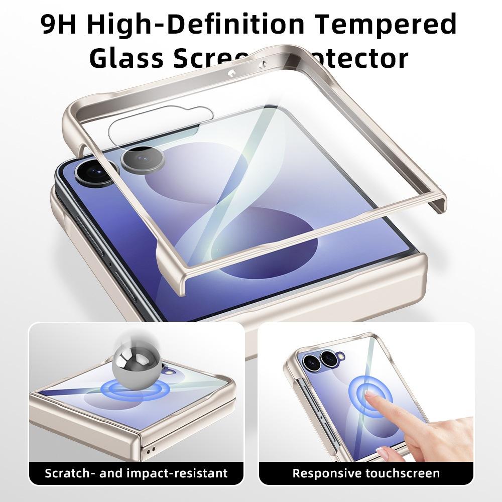 Applicable to Samsung ZFlip8 mobile phone case 360 rotating magnetic suction bracket flip7 all-inclusive shell film integrated electroplating plain