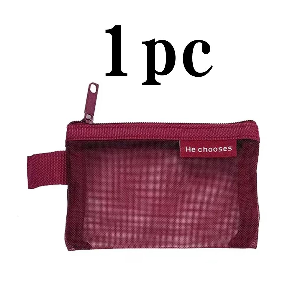 Mini Square Mesh Storage Bag Portable Money Earphone Data Cable Chargers Bag ID Credit Card Holder Zipper Pouch Travel Organizer