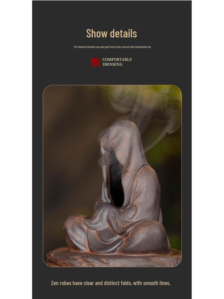 Ceramic Zen Incense Burner: Indoor Aromatherapy & Tea Table Decor for Agarwood and Sandalwood Coils, Chinese Coarse Pottery Design.