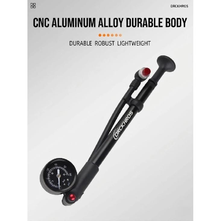 High Pressure Bicycle Pump 300PSI with Gauge Portable Shock Pump for Front Fork Rear Suspension Schrader Presta Valve MTB Road