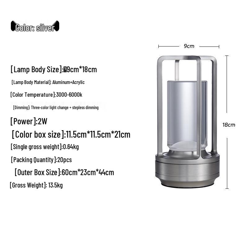 Portable LED Touch Lamp - Metal Stand, Rechargeable, Eye-Protective, Super Bright for Bar, Camping, or Table Use