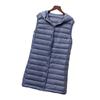 Down vest women's new medium and long slim fit fashion hooded light and light seamless rubber vest white duck down vest