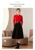 Women's Hand-Knitted Cashmere Cardigan, Short Stand Collar, Loose Fit, Big Red, Autumn/Winter Sweater.