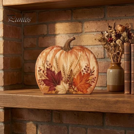 Autumn Tiered Tray Decor Thanksgiving Fall Pumpkin Table Decoration, Rustic Block Wooden Sign, Vintage Desktop Decorative Wood Signs Farmhouse