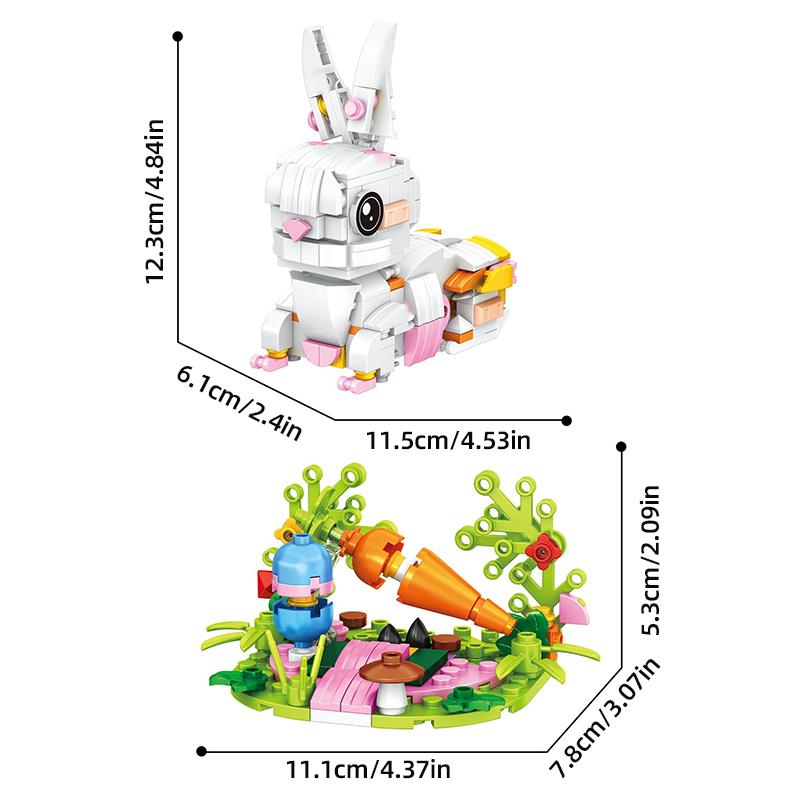 Rabbit Micro Building Blocks Mini Bricks Animal Bunny Model DIY Educational Puzzle Toys for Children Easter Birthday Gifts kids