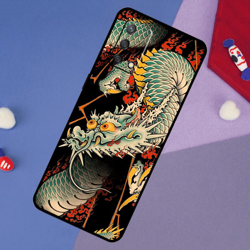 Chinese Style Crane Dragon Case For Oppo A17 A60 A40 A80 A16 A76 A96 A98 A58 A78 A18 A38 A57 A74 A54 A94 A15 A5 A6 Pro