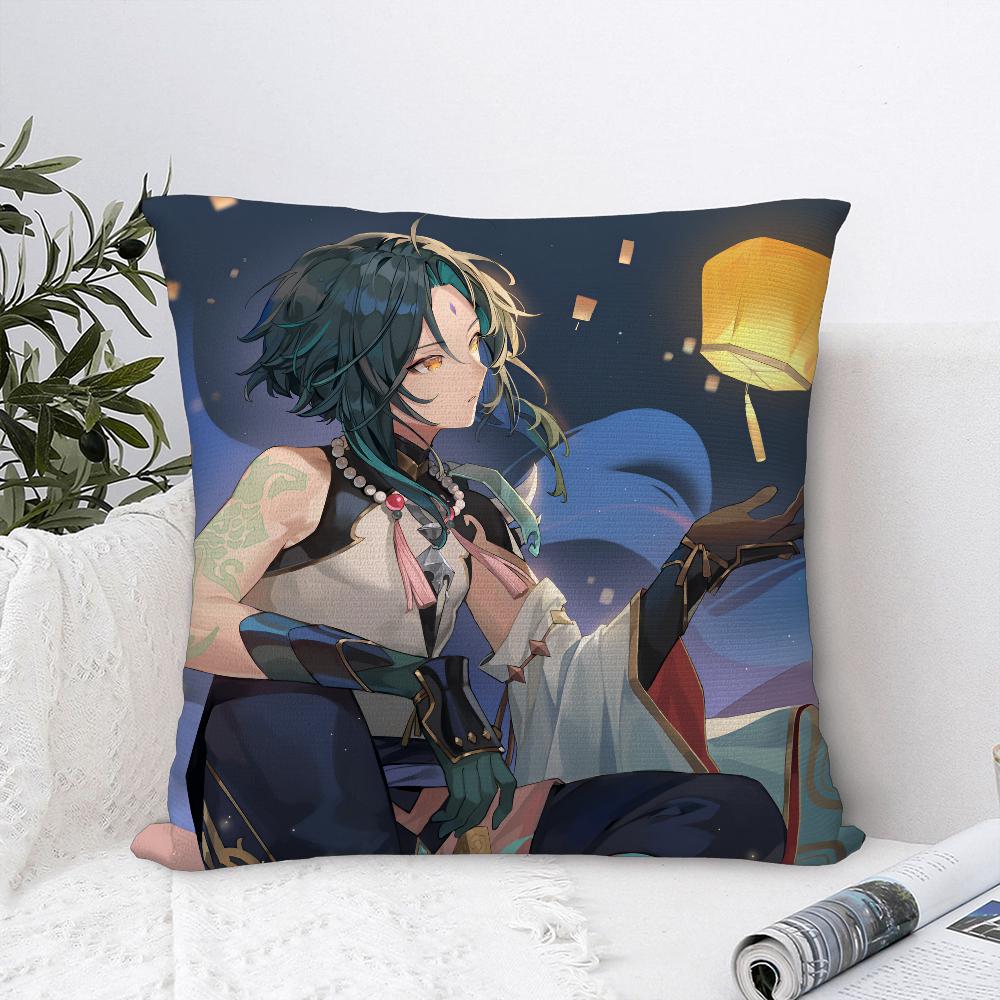 Xiao Genshin Impact Pillow Case Sofa Decorative Home Double-Sided Printing Short Plush Cushion Cover Throw Pillow Cover