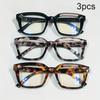 3pcs Reading Glasses Anti-blue Presbyopic Glasses Comfort Fashion Quality Readers for Women and Men Square Frame Eyewear