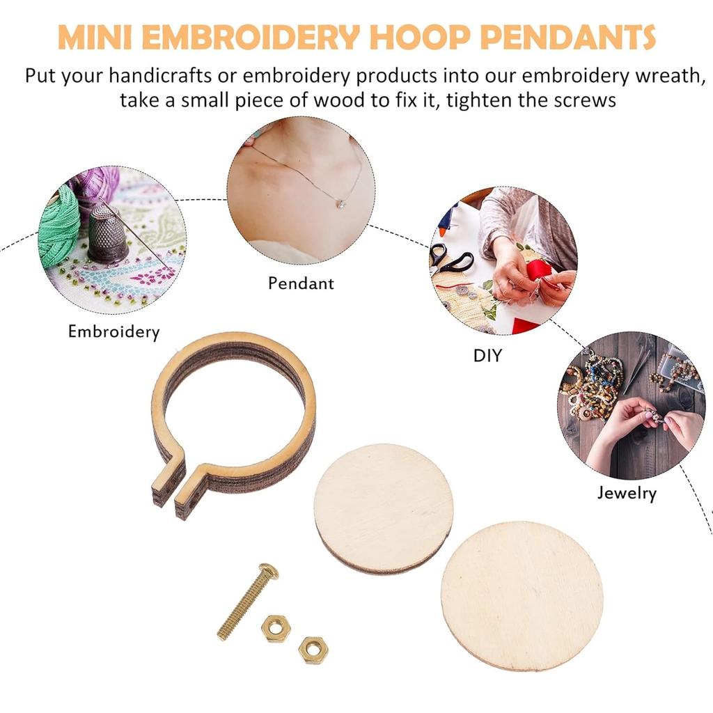 10 STÜCKE Mini Stickrahmen Holzring Rund Kreuzstichrahmen Kreis für DIY Anhänger Stickrahmen Bastelornamente