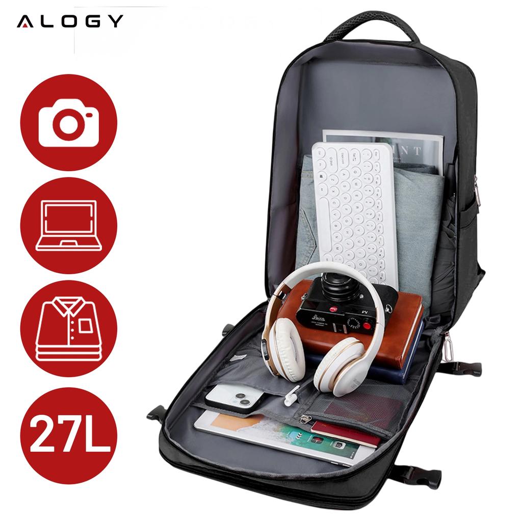 Men's Women's Travel Laptop Backpack for Suitcase Luggage for Plane Work School 45X30X20Cm Alogy Unisex Black