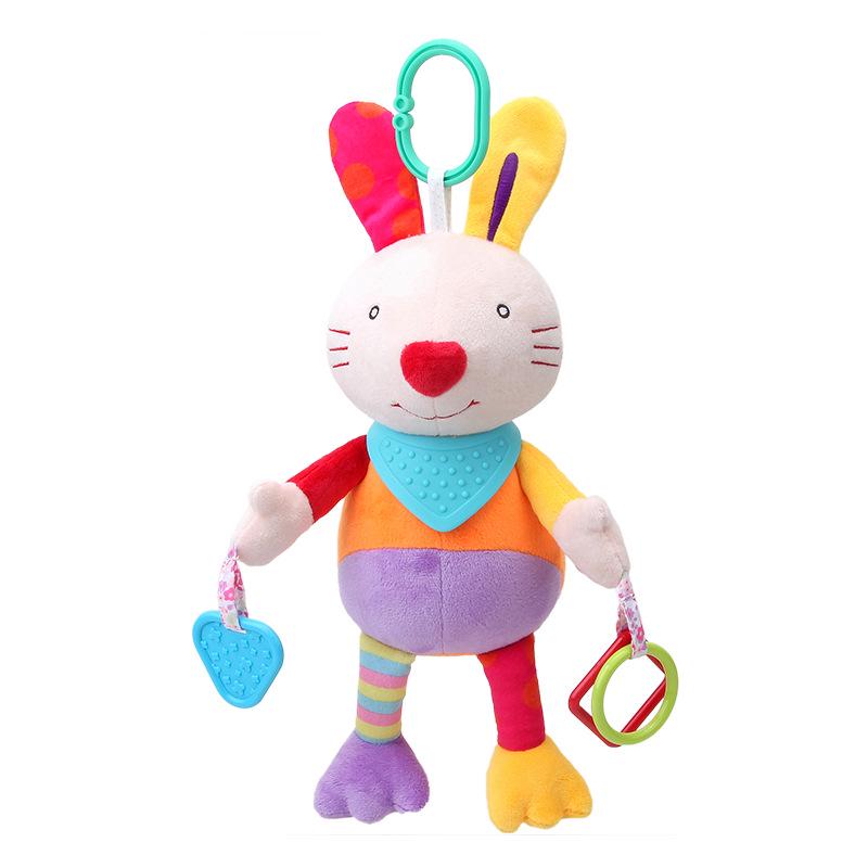 Cute Puppy & Rabbit Pacifier Doll - Colorful Plush Teether Toy with Crinkle Paper for Babies
