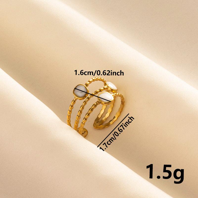 Bohemian Gold Color White Enamel Open Rings Luxury Irregular Stainless Steel Adjustable Finger Ring Women Charm Jewelry Gifts