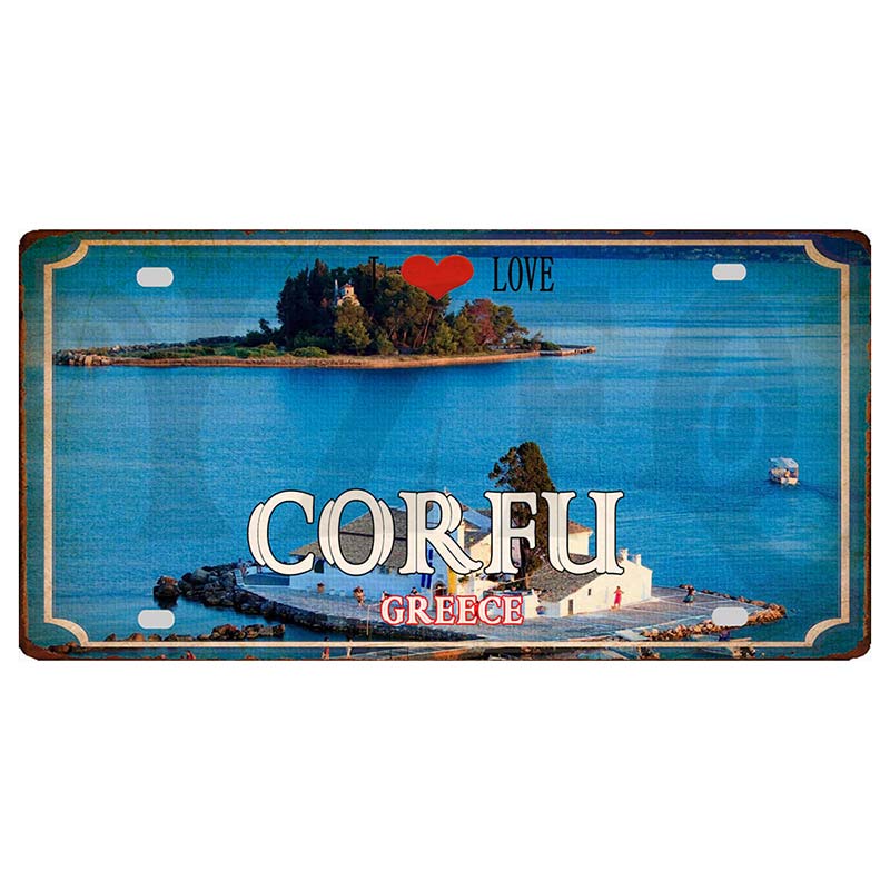 YZFQMauritius Flag Metal Retro Signs FIJI Corfu Island Zakynthos Travel Souvenir For Wall Home Vintage Decor 30X15CM DC-1440B 15x30cm(5.9x7.8inch)