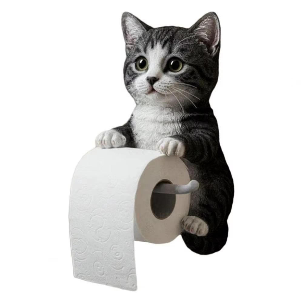 Simple Installation Cat Toilet Paper Holder 3D Cat Shape Hanging Paper Towel Stand  RV Travel