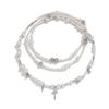 Vintage Imitation Pearl Beaded Necklace Choker Cold Wind Hip Hop Riveted Cross Item Jewelry