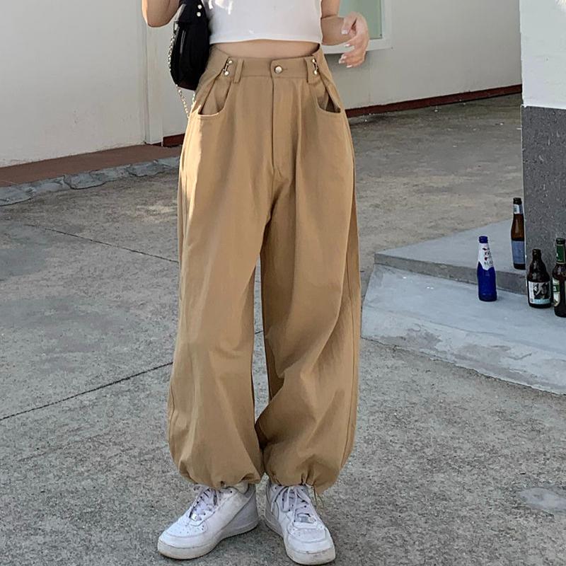 

Весенне-летние джинсовые брюки карго в корейском стиле с подворотами для женщин, свободного облегания, универсальные брюки в стиле милитари XL хаки