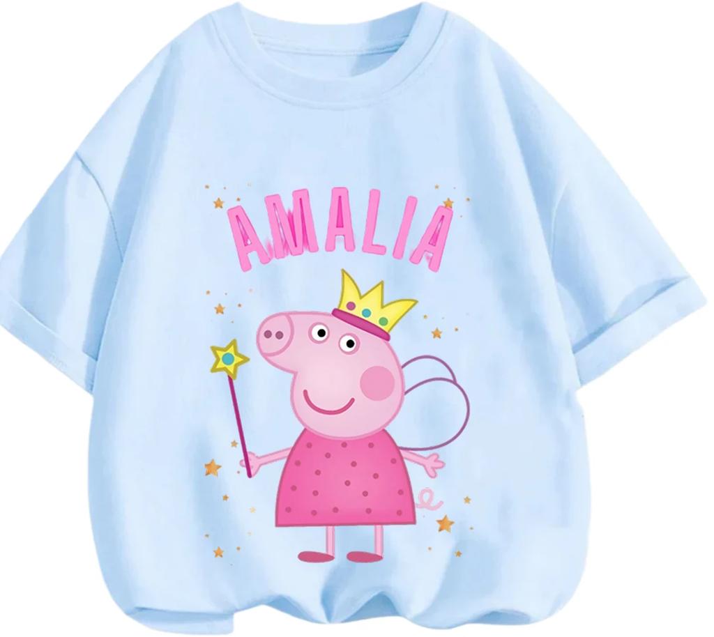 Kawaii Casual Crew Neck T Shirt Cute Cartoon Print Summer Street Style Kids Wear Peppa Pig Boys Girls 3 14