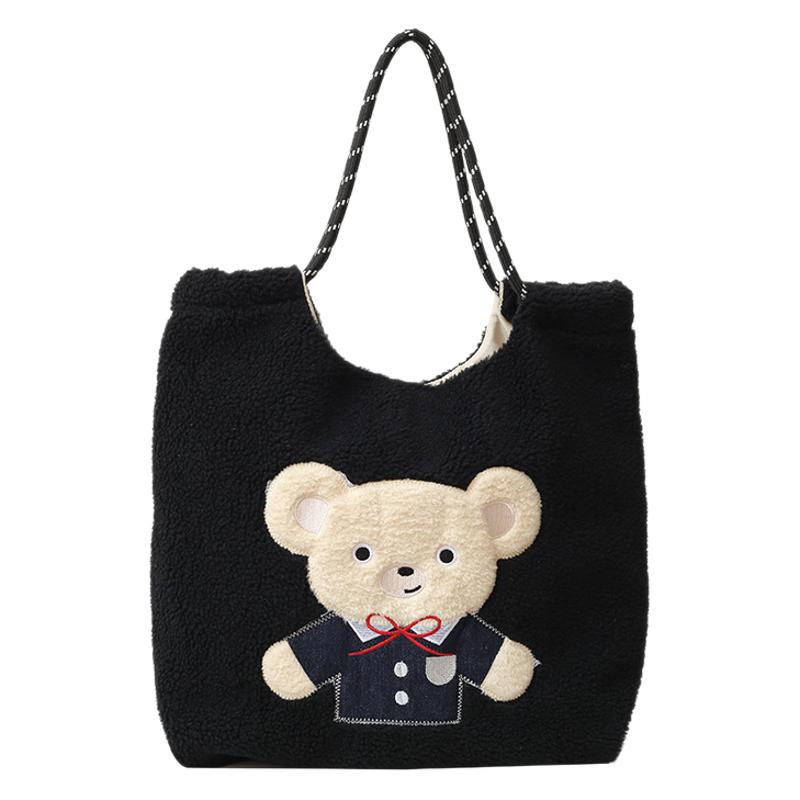 Fashion large-capacity shoulder bag female cartoon casual plush bag girl student temperament bag