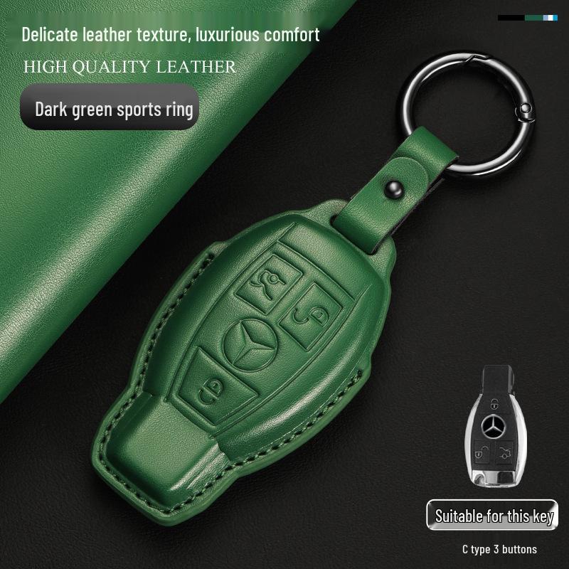 Genuine Leather Key Cover for Mercedes C260L, GLA, GLC300L, GLE, E300L, A200L, and GLB