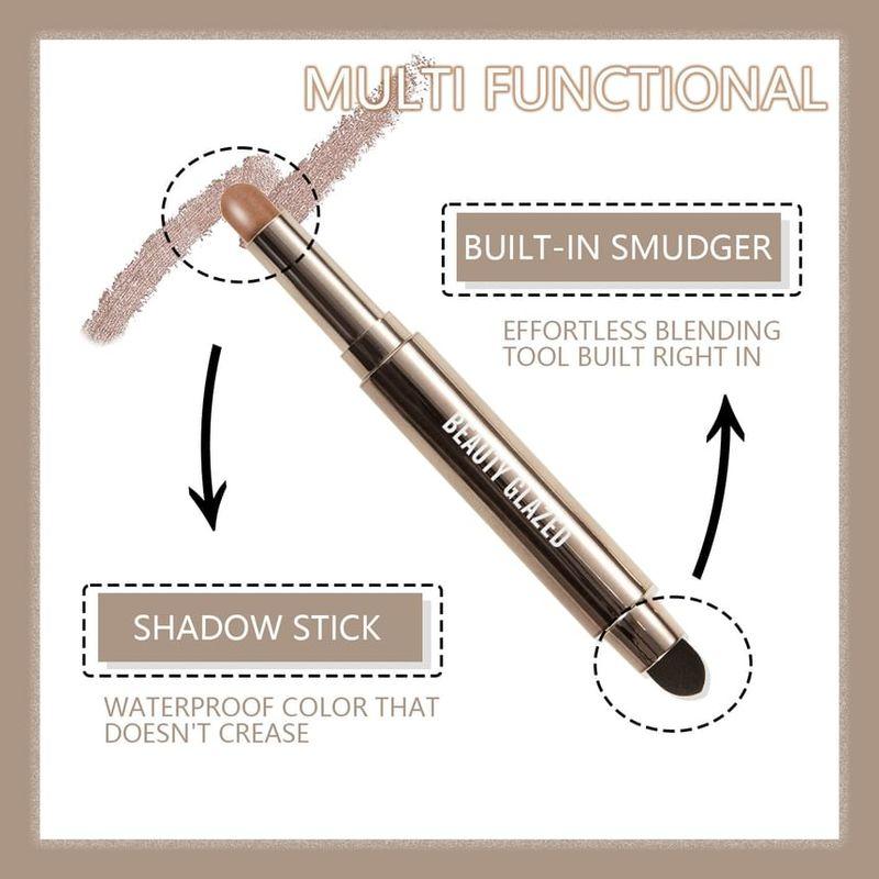 BEAUTY GLAZED - 2 in 1 Dual Head Eyeshadow Stick + Smudger - 10 Colours
