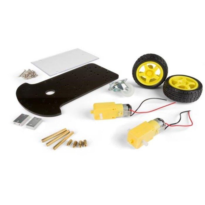 Whadda Kit robotique avec moteur et 2 roues, moteur à courant continu et 2 roues, trous de fixation pré-percés