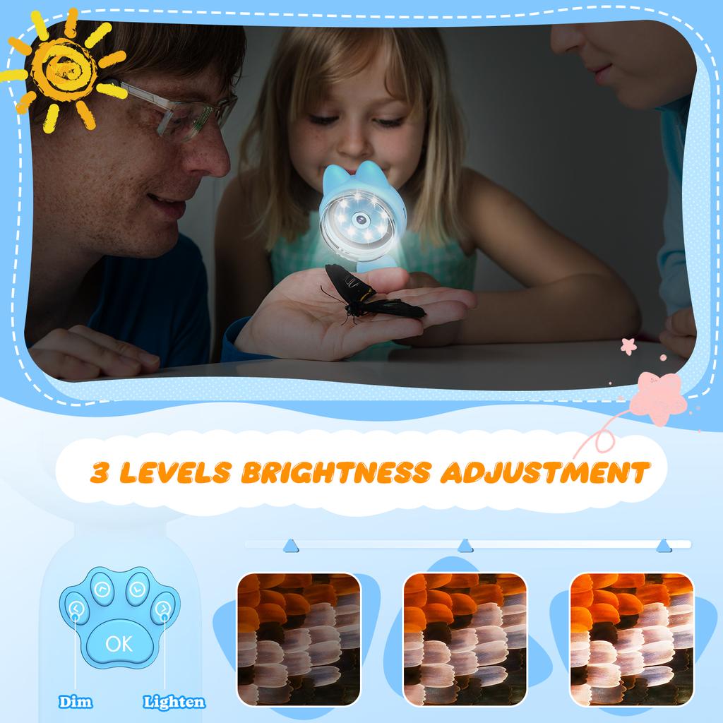 Microscop pentru copii cu ecran IPS de 2 inch Microscop digital portabil de mână cu mărire pentru copii Cadouri educative științifice