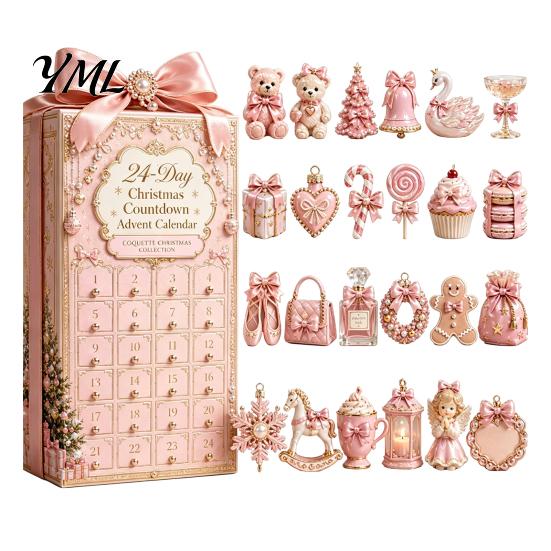 Christmas Advent Calendar 2024 2026 Nutcracker Calendar, 24-Day Acrylic Ornament Set with Classic Holiday Countdown Gift for Kids Soldier Figures,