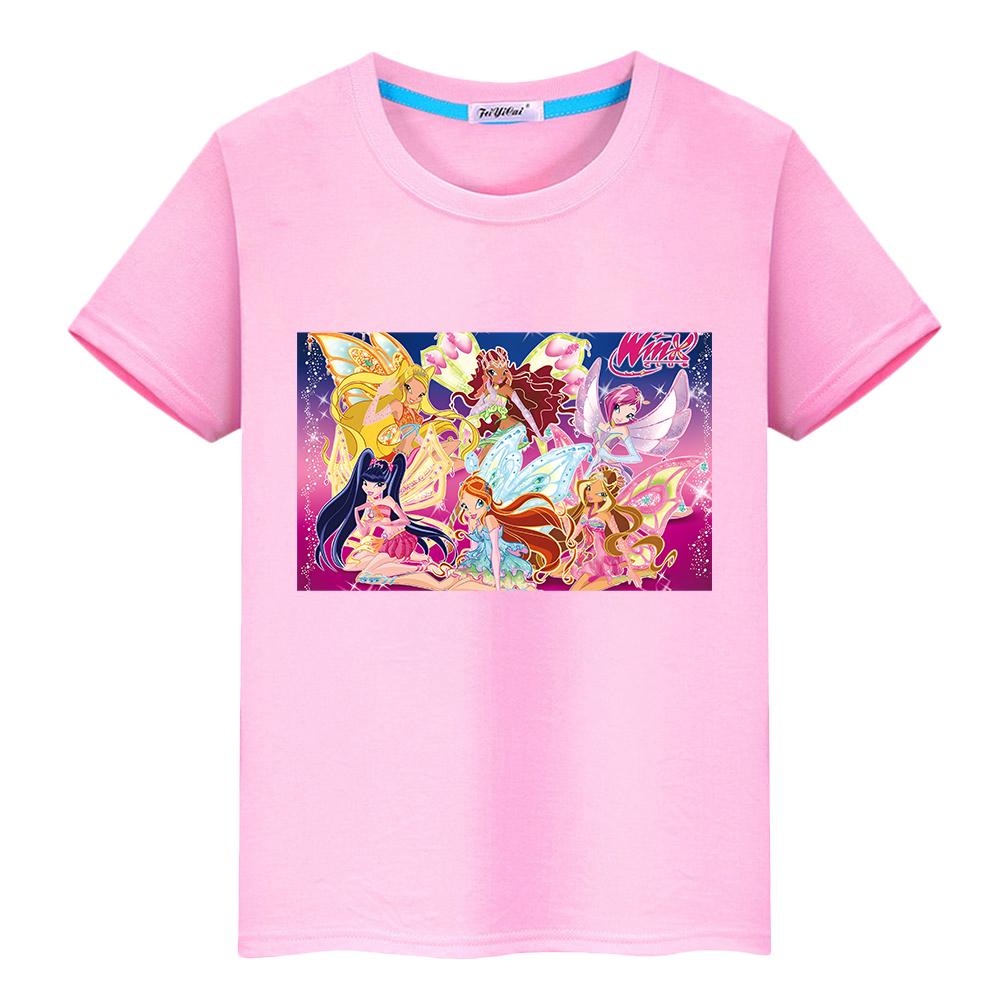 

Футболка Winx Cute Tops для детей, мальчиков 10 лет, аниме, короткие футболки Winx с принтом из мультфильма, 100% хлопок, одежда для девочек 2000 года, детская одежда 100