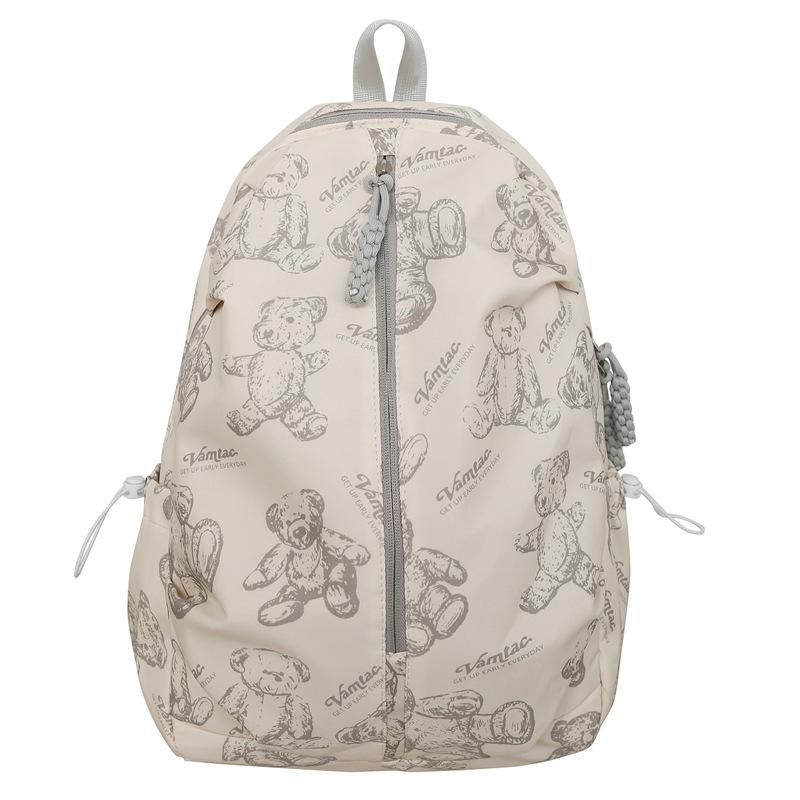 

New Cartoon Printed School Bag Female Junior High School Student Student Versatile Lightweight Simple Travel Backpack білий