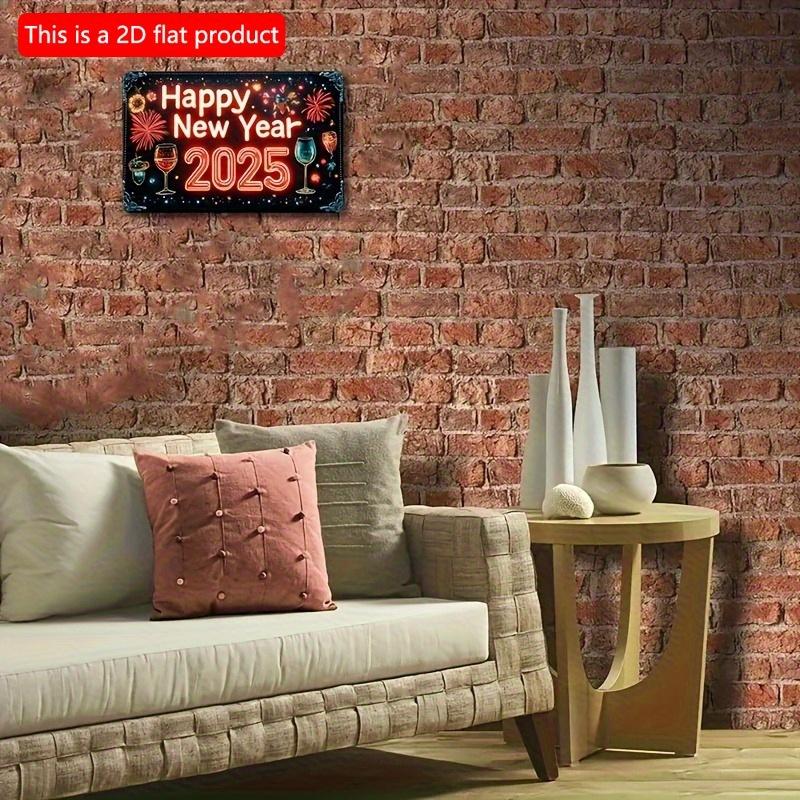 2d Flat 30*20cm, Happy New Year 2025 Wooden Sign, Boho Style Wooden Wall Hanging Decor, Multipurpose Decoration, for Home, Kitchen, Garden, Bedroom.