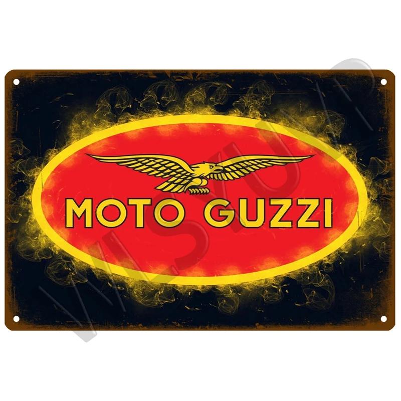 Moto Guzzi Old Man Plaque Metal Vintage Tin Sign Shabby Chic Decor Metal Signs Vintage Bar Decoration Metal Poster Metal Plate